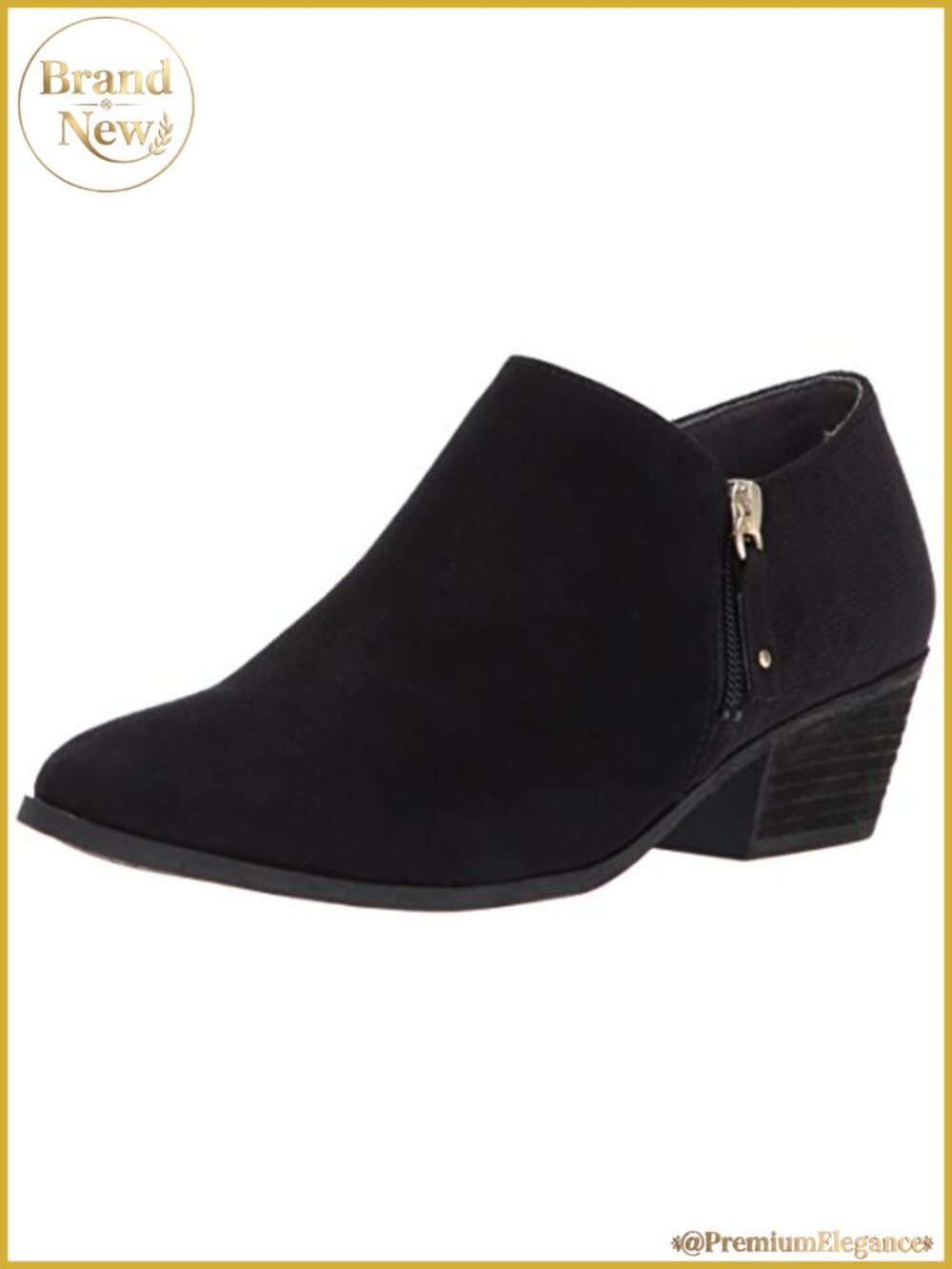 Women's Ankle Bootie Microfiber Almond Toe Block Heel Boot